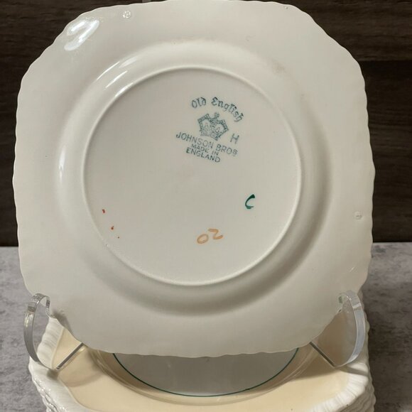 Vintage Johnson Brothers California Fruit Set Six 6" Square Plates Beige England - Picture 6 of 6